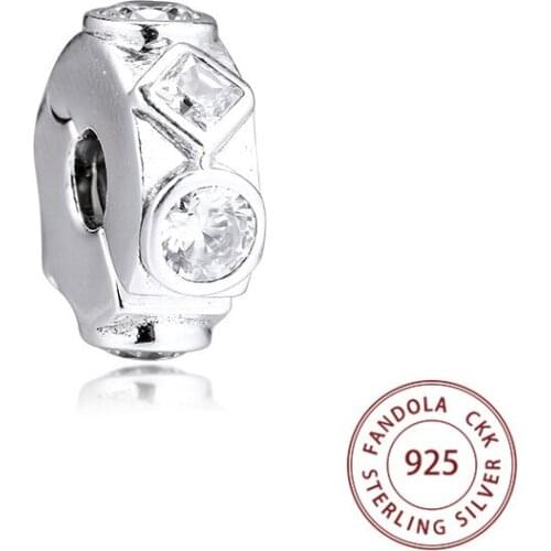 Genuine 925 Sterling Silver Geometric Shapes Clip Charms Fits Original Bracelet Beads for Jewelry Making berloques perles
