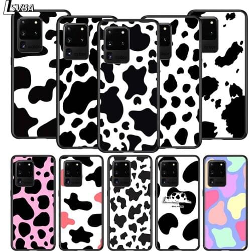 White Black Pink Cow for Samsung S20 FE Ultra Plus A91 A81 A71 A51 A41 A31 A21S A11 A72 A52 A42 A32 A12 A02S Phone Case