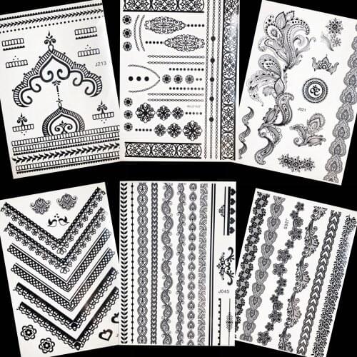 Black Chains Temporary Tattoo Women Body Art Painting Stickers Waterproof Tattoo Henna Bracelet Fake Tatoos Supplies Arm Makeup