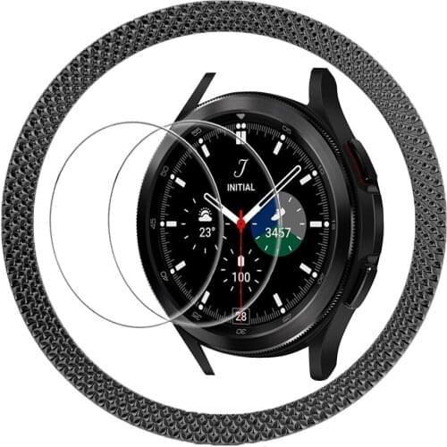 For samsung galaxy watch 4 classic 46mm 42mm bezel loop + screen protector AntiScratch Tempered Glass film galaxy watch4 classic