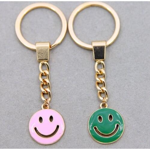 Exquisite color enamel smiley face keychain accessories female bag pendant gift key ring accessories