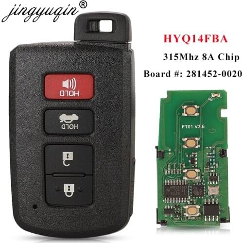 Jingyuqin Smart Key 8A for Toyota Corolla Camry Avalon 2001 2002 2003 - 2006 FCCID: HYQ14FBA G-281452-0020 , P/N: 89904-06140