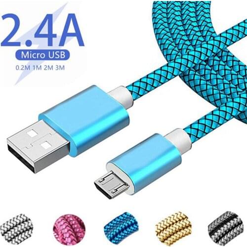 Micro USB Charger Data Charging Cable For Samsung Xiaomi Huawei P Smart Device Data Charging Cable Nylon Braided Phone Cable
