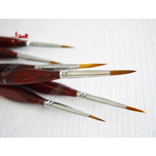 6Pcs/Set Watercolor Brush Weasel Hair Aquarelle Paintbrush Wooden Handle Artist Paint Brushes diamond shape Hook Line Pen