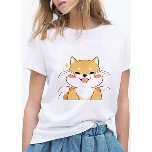 Summer Womens T-shirt Corgi Fashion Print T-shirt Short Sleeve Top Tee Cartoon T-shirt Graphic Clothes Female