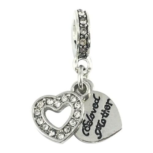 Beloved Mother Heart Dangle European Beads Fit Charms Bracelets&Bangles Necklace