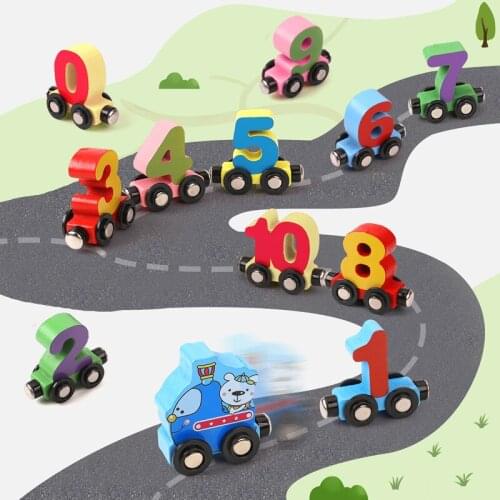 Magnetic Wooden Train Building Blocks Toys For Children Digital Alphabet Train Railway Kids Educational Learning Toy Gifts