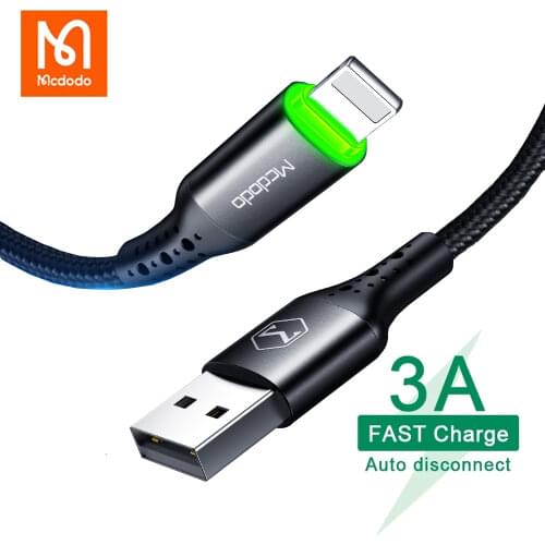 Mcdodo USB Cable 3A for lightning iPhone 12 11 Pro Max XS XR X 8 IPad IPod Fast Charging iOS13 Charge Auto Disconnect Data Cable