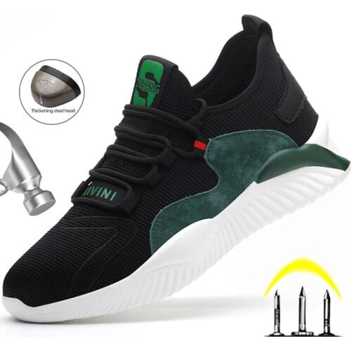 Male Steel Toe Cap Safety Shoes Protective Work Shoes Anti Smashing Steel Toe Shoes Puncture Proof Work Sneakers Men Shoes 47 48