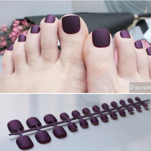 False toenails Artificial Nail Set dark purple glitter 24pcs 1set 2sets 5 sets multiple choices full fake toenails paty nails