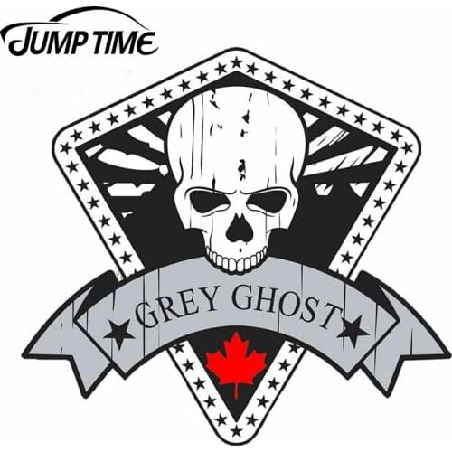Jump Time 13 x 12cm For Skull Grey Ghost Car Stickers VAN Occlusion Scratch Decal Cartoon Windshield Car Assessoires
