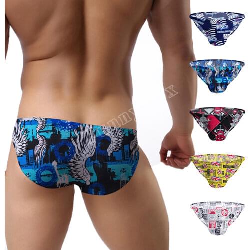 ADANNU Independent Codpiece Mens Underwear Anti Pinch Cut Soft Material Printed Non Sensitive Label Invisible Wrapping Shorts
