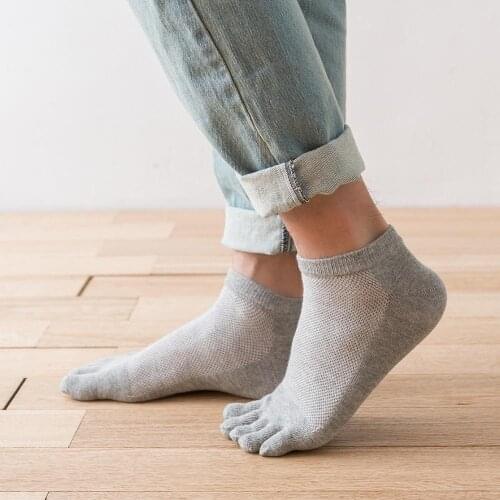 5Pairs/lot Summer Mens Socks Cotton Fve-finger Socks Low-cut ultra-thin Mesh Breathable Short Socks Male High Quality