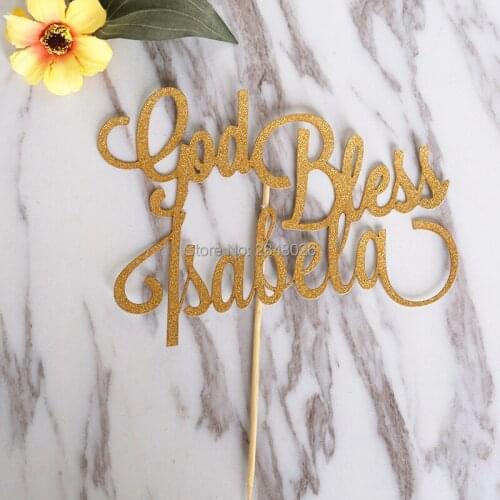 Personalized God Bless Cake Topper, Baptism Cake Topper, Christening,Communion