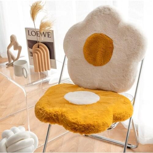 Poached Egg Plush Cushion 50X50X5cm Pillow Cover Pillowcase Home Decoration for Car Living Room Bed Room