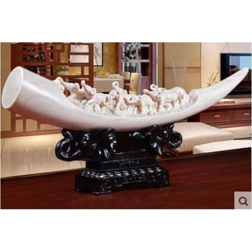Resin Imitation white ivory Arts s ornaments Fortune office like elephant lucky evil Home gifts decorationroom Art Statue