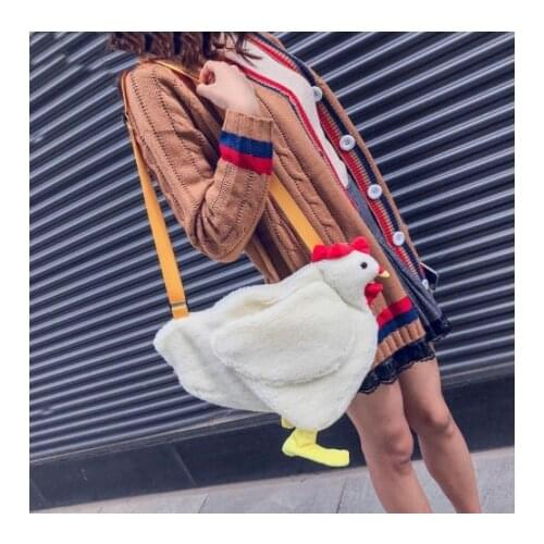 Cartoon Chicken Casual Shoulder Bags Cute Children Girls Plush Handbag sac a main Fashion Women Messenger Bag