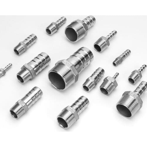 Stainless Steel 304 BSP Male Thread Pipe Fitting X Barb Hose Tail Reducer Pagoda Joint Coupling Connector