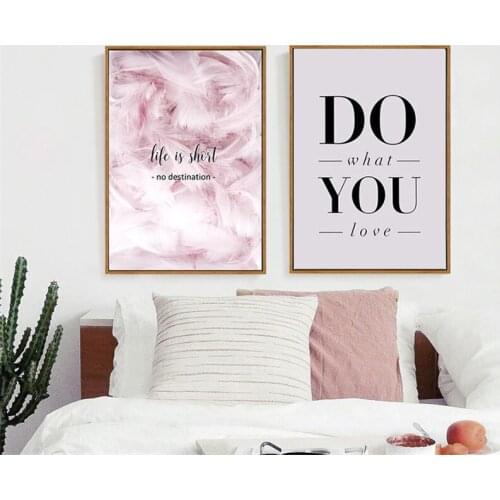 Nordic Canvas Painting Home Decor Wall Art Print Living Room Decor Picture Words Quote Beauty Feather Poster Nordic Art Painting