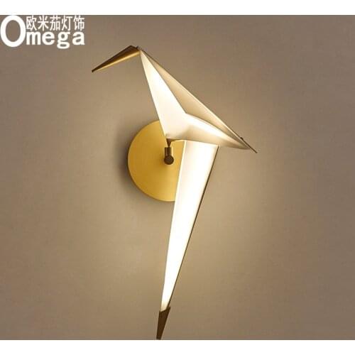 Nordic postmodern minimalist bird restaurant living room thousand paper crane chandelier creative personality copper bird lamp
