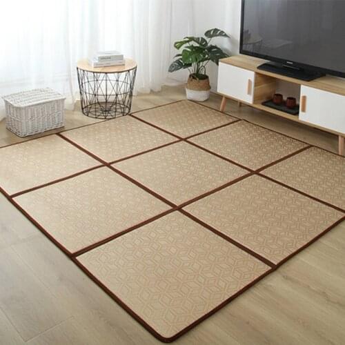 Folding Rattan Floor Mat Thick Living Room Floor Sleeping Mat Rattan Japanese Tatami Carpet Pad Summer Baby Play Mat Non-Slip