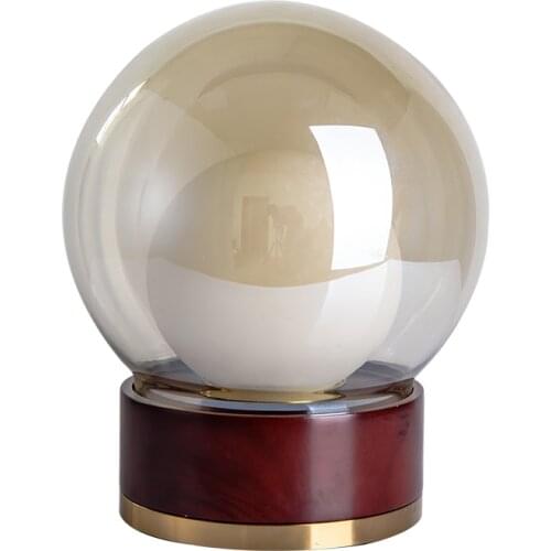 Modern Minimalist Wood Glass Ball Bed Side Table Lamp for Night Bedroom Living Room Dining Room Loft Decor