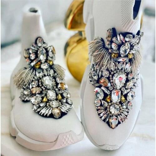 Rhinestone Shoes Bling Bling Winter Women Sneakers Shoes for Girls Women Fashion Sneakers Crystal Black Shoes Sneakers wk159