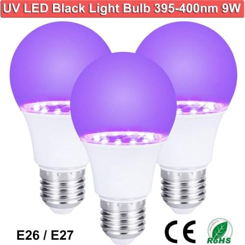 E27 UV Bulb lampara led 9W LED Black Lights LED Bulb Atomosphere UV LED Lamp Party Body Paint Fluorescent Poster Neon Blacklight