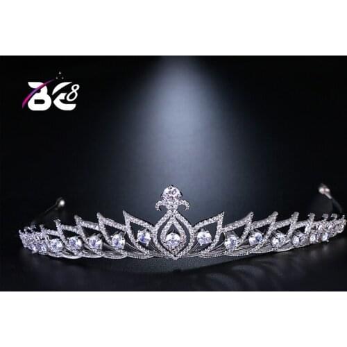 Be 8 Shiny Leaf Shape Cubic Zirconia Tiara Wedding Hair Jewelry Bridal Crowns for Women&Girls Hair Accessories H066