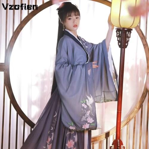Ancient Traditional Hanfu Dress Women Costume Folk Dance Clothing Oriental Han Dyansty Cosplay Dress Fairy Hanfu Stage Dancewear