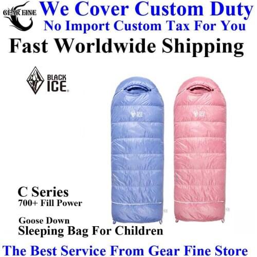 Hig Quality Black Ice Children Outdoor Camping Goose Down Sleeping Bag For Child Kids