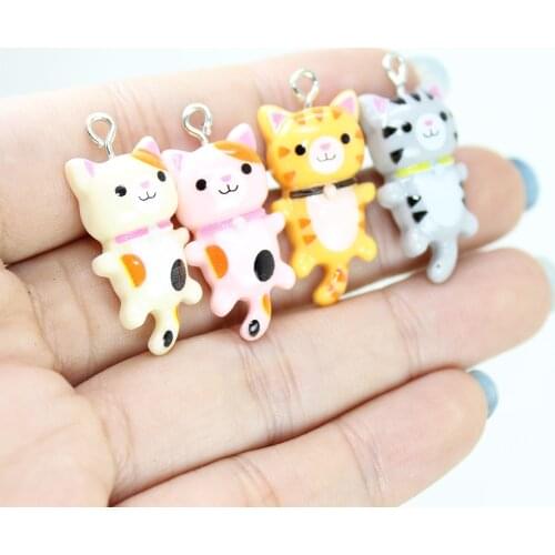 Yamily 8Pcs/Lot 27*14mm Cartoon Cat Charms Animal Pendant For Diy Earring Keychain Jewelry Making Accessories