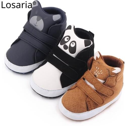 Losaria Newborn Baby Booties 0-18 Months Cartoon Animal Baby Shoes for Boys and Girls Winter Velcro Mid-Calf Anti-slip Footwear