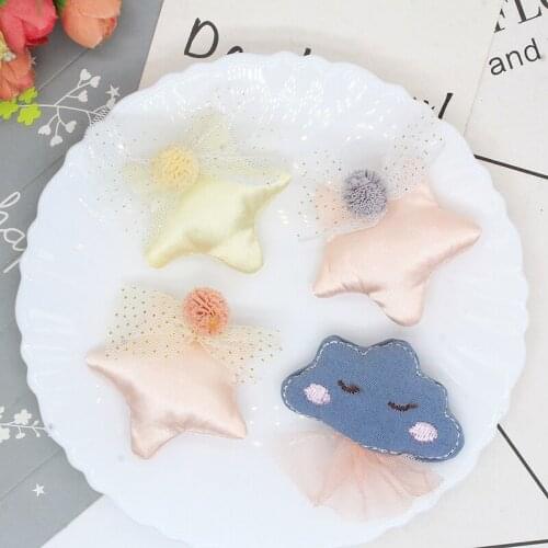 10Pcs/lot lace mesh star cloud cartoon doll patches appliques for DIY headwear hair clip accessories shoes and socks accessories
