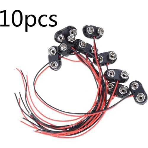10pcs T Type 9V Battery Snap Connector Clip Lead Wires Holder 15cm Long Wire Lead Wholesale