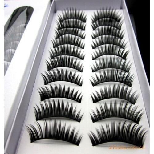 100box New 10 Pairs /box Fiber Thick False Eyelashes Handmade Cotton Stems Fake Eyelashes fashion
