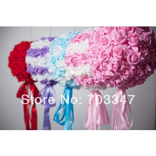11" 28cm Foam Rose Kissing Ball Artificial Decorative Flowers Wedding Centerpiece Foam Flower Ball