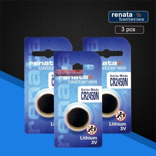 3pc New Original Renata CR2450 CR 2450 3V Lithium Button Cell Battery Coin Batteries For Watches,clocks,hearing aids
