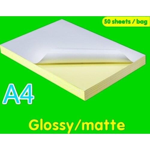 50 Sheets / Package A4 Laser Inkjet Printer Copier Kraft Paper White Sticker Matte Face Matte Laser Inkjet Surface Paper
