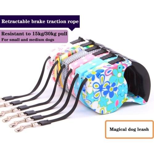 Pet automatic telescopic traction rope 5 m flat rope tractor dog chain