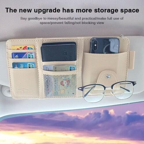 Car Sun Visor Pen Business Card Holder CD DVD Organizer Storage Box Sunglasses Clip Stowing Tidying Car Accessories
