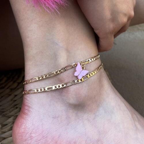 Butterfly Anklet Leg Bracelet For Women Foot Jewelry Vintage Feet Chain Anklet Beach Friendship Accessories BFF Bracelet Femme