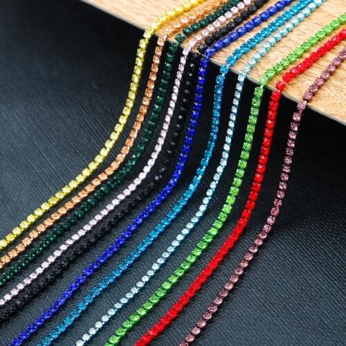 1 yard/bag 12 Colors Crystal Rhinestone Chain SS6 SS8 SS12 Base Dense Claw Glass Rhinestone Chains for DIY Accessories