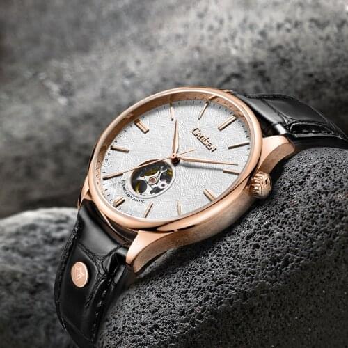 CADISEN Mechanical Watch Stainless Steel Luxury Brand Ltalian Leather Sports Fitness Waterproof Mens Mechanical Automatic Watch