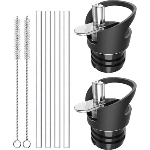 Kettle Straw Cap Standard Mouth for Hydro Flat Kettle Straw Cap with Straw and Brush Compatible with Most Sports Water Bottles