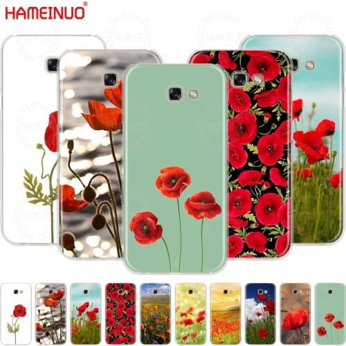 HAMEINUO Red Poppies On Black Style cell phone case cover for Samsung Galaxy A3 A310 A5 A510 A7 A8 A9 2016 2017 2018