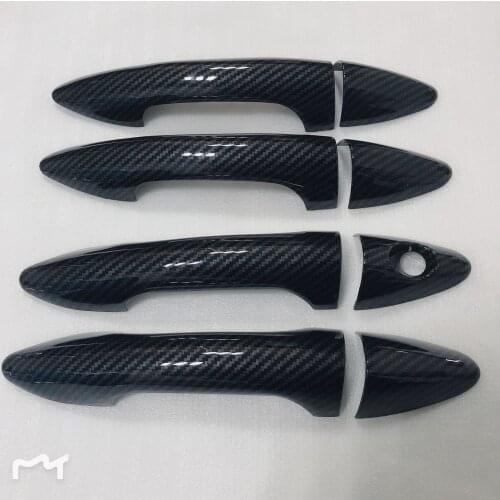 Car 8pcs Set ABS Carbon Fiber Black Door Handle Cover For Hyundai VERNA/Solaris 4dr 2010-2016 Car Frame Sticker Styling