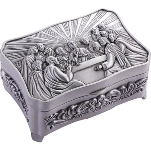 Rosary Necklace Jewelry Storage Box Catholic Christian Rosary Tiny Trinket Case