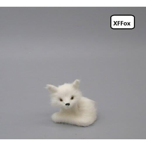 Small real life white fox model plastic&furs cute fox doll gift about 8.5x4.5cm xf1676
