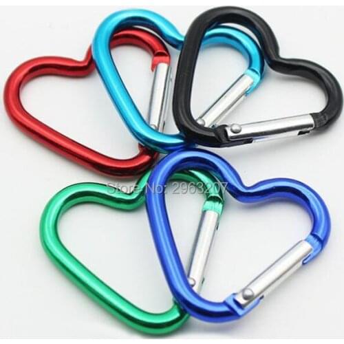 Mini Heart Shaped Aluminum Alloy Locking Mounting Carabiner Snaphook Hook Holder 40*44mm